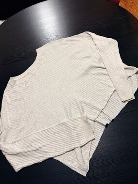 Madewell Ivory Ribbed Crewneck Sweater